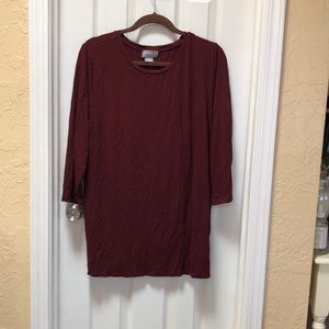 Long knit  wine color 3/4 sleeve